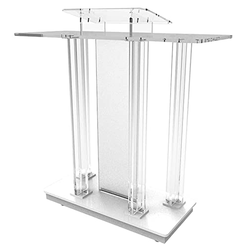 Podium Table, Acrylic Podium With LED Lights And Casters, Portable