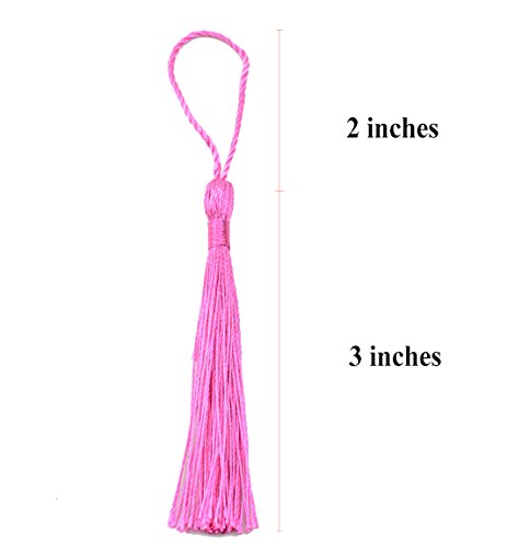 image for Makhry 100pcs 13cm/5 Inch Silky Floss bookmark Tassels with 2-Inch Cor