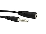 Whizzotech 6FT 4-Position 3.5mm Black Stereo TRRS Cell Phone Microphone Earphone Headset Extension Cable M/F Male to Femail, Audio Extension Cable for Iphone 6 Feet/2 Meters