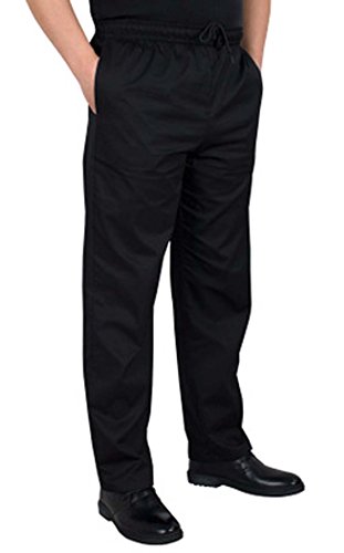 S.S Men's Baggy Chef Pant Solid Black. White. Black White Checks (Black, Small)
