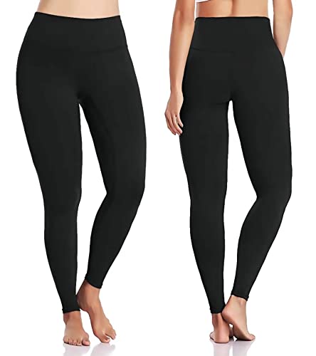 UMSIFEY Workout Leggings for Women M-2XL Black Soft Tummy Control High Waist Yoga Pants (Black-2p, XXL)