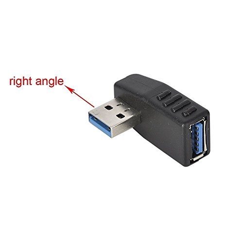 JINHEZO USB 3.0 Vertical Male to Female Adapter Left Angle and Right Angle Adapter