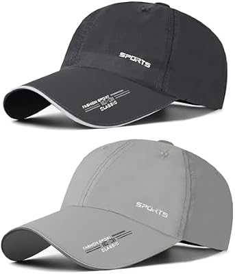 2 Pcs Baseball Cap Herren Damen, Schnelltrocknend Basecap Running Cap mit Reflektierende Krempe Unisex, Leichte Schildmütze Verstellbar Draußen Kappen Sonnenhut Golff Tennis Cappy Sommer Caps