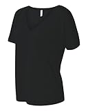 Bella 8815 Ladies Slouchy V-Neck Tee - Black, Medium