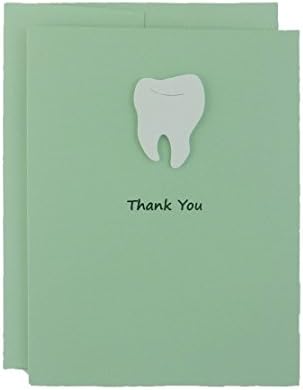 Tooth Thank You Cards 10 Pack A2 Pastel Green Card stock with Envelope for Dentists