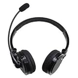 ECSEM Stereo Dual Ear Wireless Handsfree Foldable Headphones Over the Head, Boom Mic Microphone and 12 Hour Talk Time & 4 x Noise Cancelling for Cell Phones/computers (Black)