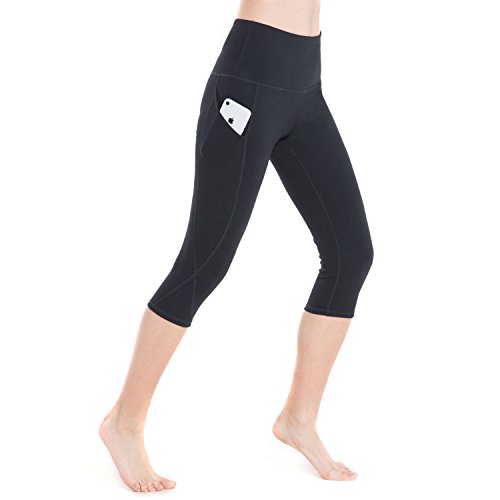 NBDIB Women's Yoga Pants Fashion Workout Capri Running Leggings - High Waist Yoga Pants With Pocket,Yogacapris701-black,Large