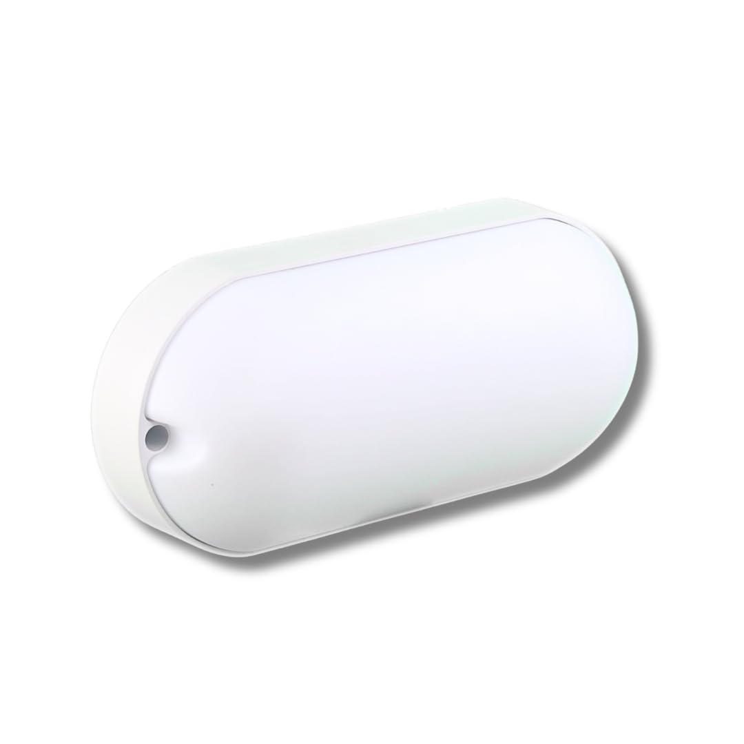 JANDEI - Wall Lamp, Flush Mount Surface Oval Security Lamp, 1000lm 100W Equiv. 6000K Cool White, IP65 Waterproof Indoor Outdoor Bathroom Ceiling Hall Staircase Garage Porch