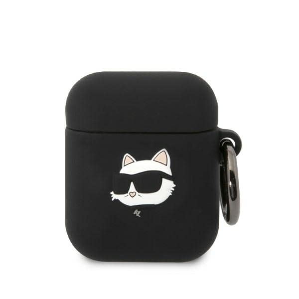 KARL LAGERFELD Silicone NFT Choupette Head 3D Case AirPods 1/2 Gen, Black