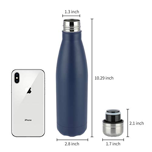 Water Bottle Stainless Steel Vacuum Insulated Double Walled Cola Shape Thermoses (Dark Blue) - Thumbnail 6