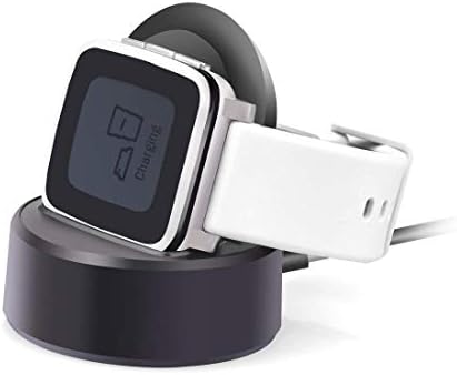 Jaylaka Pebble Time Steel Charge Stand Charger Dock Station Cradle Holder Charging Cable for Pebble Time,Pebble Time Steel (Black)