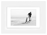 4x6 White Picture Frame - Made to Display Pictures 3x4 with Mat or 4x6 Without Mat - Glass Front, Easel Back, Ready to Display on Desktop or Hang