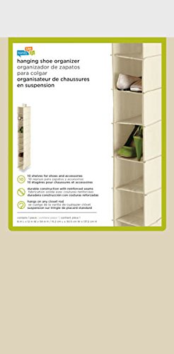 Honey-Can-Do SFT-01254 10-Pocket Hanging Shoe Organizer, Natural