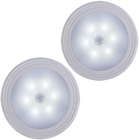 Motion Sensor Light 2 Pack, 6 LED Wireless Battery Operated under Cabinet LED Night Light, Portable Magnetic Security Closet Lamp, Stick-on Indoor Wall Ceiling Stair Basement Garage Outdoor Hallway