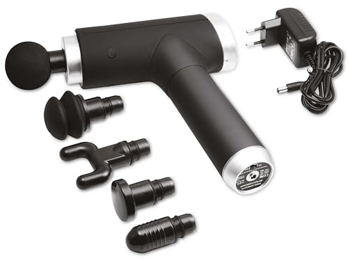 Pistolet de Massage – Appareil de Massage Musculaire Compact avec Massage en Profondeur, 6 Vitesses et 5 Têtes de Massage, Massage Gun pour Dos, Nuque, Épaules, Fitness – LX-013
