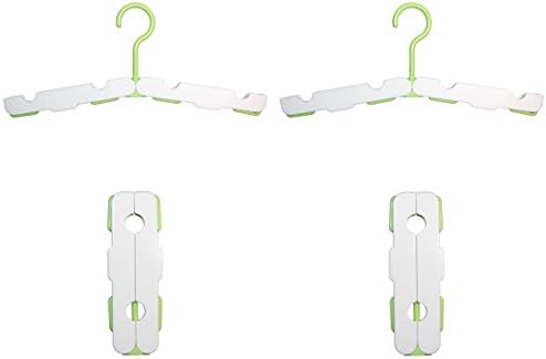 Pandain Plastic Folding Travel Clothes Hanger with Clips Portable Non-Slip Drying Rack, 4 Pack (Green)