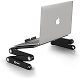 [Limited Edition] Pwr+ Portable Laptop-Table-Stand Fully Adjustable-Ergonomic Mount-Ultrabook-Macbook Light Weight Aluminum-Black Bed Tray Desk Book Fans Up to 16"