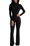 Pink Queen Women's Winter Long Sleeve Fleece Lined Shirt Bodycon Jumpsuit Romper