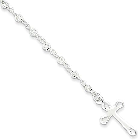 Sterling Silver Polished Rosary Bracelet,7.5