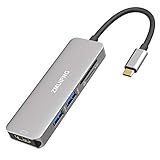 USB C Hub Adapter for Macbook Pro 2018/2019-2016,MacBook Air 2018-2019,Surface Go,5 in 1 USBC Type C Dongle with 4K HDMI, 2 USB 3.0 Ports,SD/Micro SD Card Reader