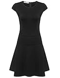 Meaneor Women's Short Sleeve Fit and Flare A-line Dress