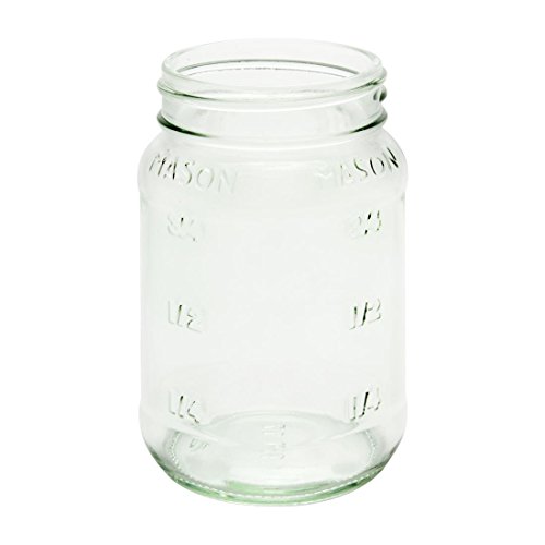 North Mountain Supply 16 Ounce Glass Square Regular Mouth Mason Canning Jars - With Silver Metal Safety Button Lids - Case of 12