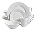 Gibson Home Amelia Court Porcelain Chip and Scratch Resistant Dinnerware Set, Service for 4 (16pcs), White (Round)
