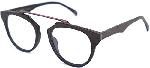 J&L Glasses Woodgrain Eyeglasses Frame Faux Wooden Glasses For Men (Browm, clear)