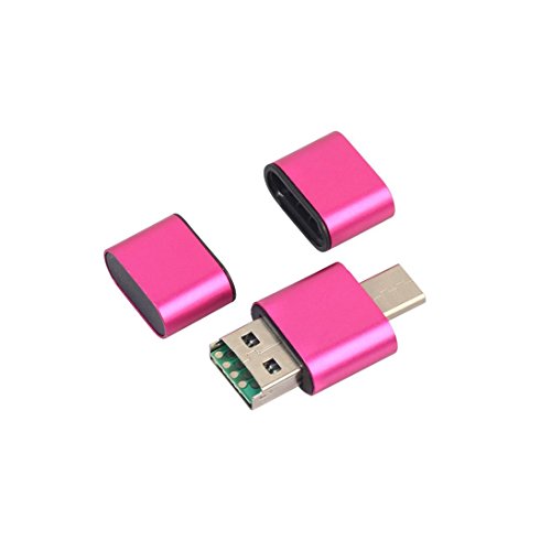 TF / SD Card Reader, [2 Pack] Gotd Ultra Slim USB 3.0 SD / Micro SD Card Reader Adapter Micro USB OTG / USB C OTG Adapter for PC / Laptop / Smartphones/ Tablets (Hot Pink) - Thumbnail 6