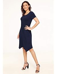 Weintee - Vestido de manga corta para mujer con bolsillos