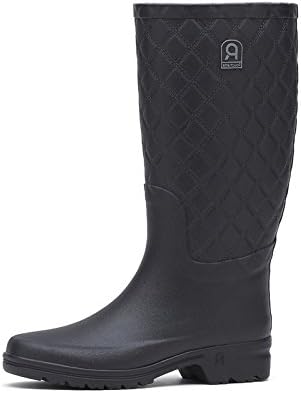 Rouchette Womens Patterned Wellington Boots - Black Wellies - UK 6.5