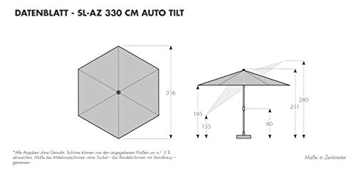 doppler Aluminium Sonnenschirm SL-AZ 330 - Knickbarer Sonnenschutz für Balkon oder Terrasse - ca. 330 cm - Anthrazit – Bild 4
