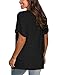 NSQTBA Womens Basic V Neck T Shirts Rolled Short Sleeve Summer Casual Tops with Pocket S-2XL