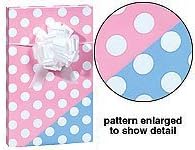 MTBHY New Trendy Reversible Pink or Blue Polka Dot Baby Girl or Boy Gift Wrap