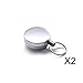 Elemart(TM) 2Pcs Full-metal Retractable Chain Pull ID Badge Key Card with Belt Loop Clasp & Key Ring Tagging Holders with Belt Clip Badge Reels for Keys-ids-badges in Silver