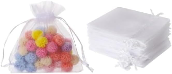 Photo 1 of 50Pcs White Mini Sheer Organza Gift Bags, Mesh Bags for Wedding Favor Party Pouch, Candy Pouches, 2x3 inch Breathable Storage Bag with Drawstring, Mini Sheer Organza Gift Bags, Gift Wrapping Supplies, Stationery and Gift Wrapping
