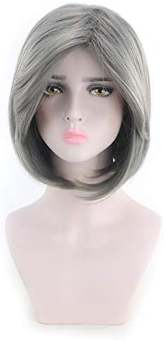 Highpot Straight Short Bob Wig Fashion Synthetic Wigs for African American Women Natural Color (Gray)