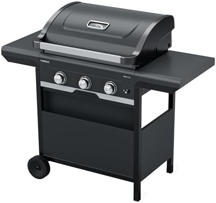 Select 3 LS Plus Gas Barbecue | Barbacoa con Carro, Ruedas y Tapa con Termómetro – 3 y 1 Quemadores | 11 kW Total, Negro