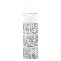 Kentop Cotton Fabric Wall Door Closet Hanging Storage Bag 3 Pockets Over The Door Organizer for Bedroom & Bathroom-Gray