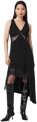 allsaints abi lace dress ALLSAINTS Abi Lace Trim Draped Midi Dress