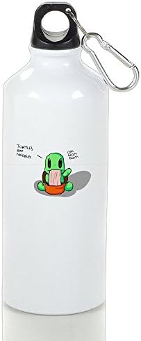 Drosp Turtles Eat Noodles White Aluminum Sports Water Bottle, Great For Outdoor And Sport Activities Sealed Plastic Leak-proof Screw Top 400ml White