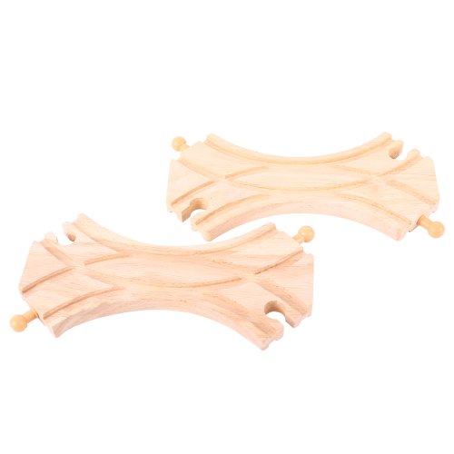 Bigjigs Rail Double Curved Crossing Track (Pack of 2) - Other Major Wooden Rail Brands are Compatible
