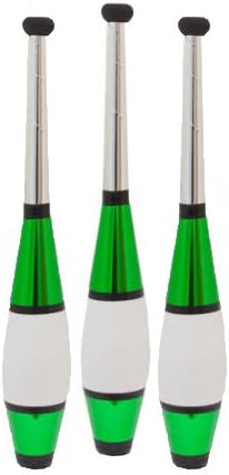 Juggling Club Set of 3 - Pro Club with Decorative Euro Metallic Finish and Padded End Caps (green)