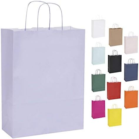 Pack of 10 Lilac Twisted Handle Gift / Party Kraft Paper Bags 26x11x34.5cm - Choose your colour and size