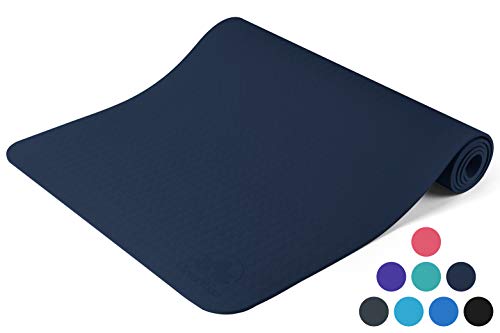 Clever Yoga Premium Yoga Mat BetterGrip Eco-Friendly with The Best Non-Slip and Durable TPE 6mm or 1/4 inch Thick – Dark Blue Yoga Mat