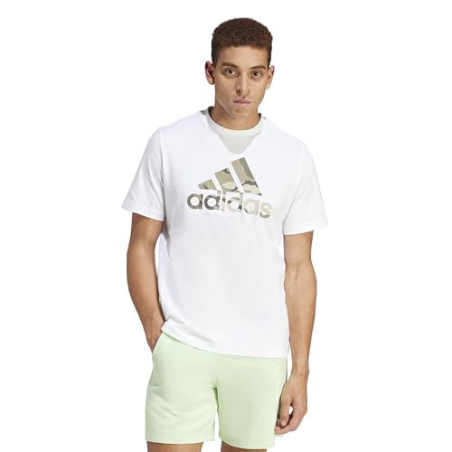 adidas Herren Camo Badge of Sport Graphic Tee T-Shirt, White, M