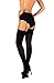 MILA MARUTTI Thigh High Stockings Pantyhose for Garter Belt Opaque Microfiber 40 Den for Women (XL, Black)