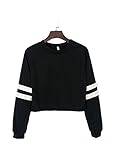 PERSUN Women's Casual Striped Long Sleeve Crop Top Jersey Sweatshirt