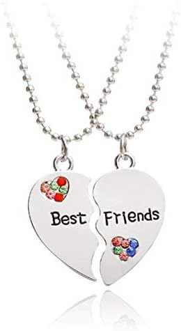 dyudyrujdtry Friends Necklace 2 Stitching Love Heart Necklace Gift for Birthday, Valentine's Day