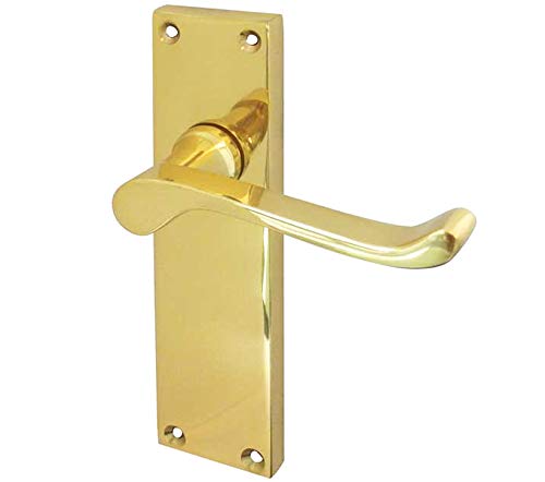 POLISHED BRASS SCROLL LONG PLATE LATCH SET